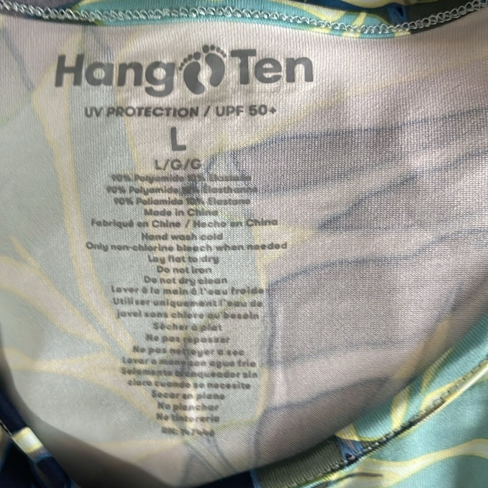 Hang Ten MINT MULTI-COLOR LEAF LONG SLEEVE SUN TEE L - Picture 6 of 7